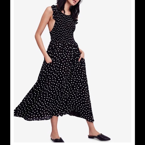 free people polka dot midi dress